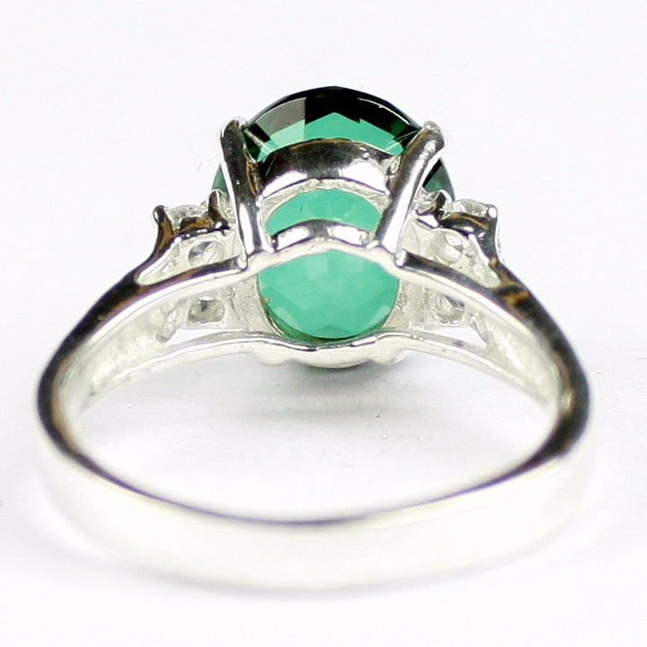 SR244 12x10mm Russian Nanocrystal Emerald 925 Sterling Silver Ring Image 4