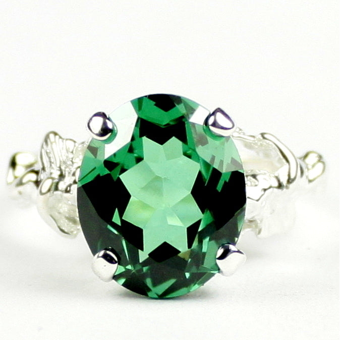 SR154 6ct Russian Nanocrystal Emerald 925 Sterling Silver Angel Ring Image 1