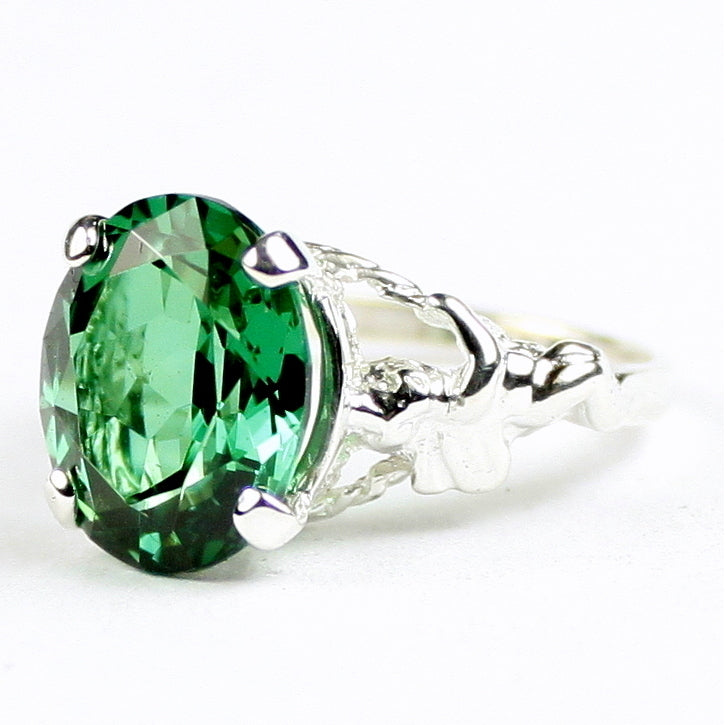 SR154 6ct Russian Nanocrystal Emerald 925 Sterling Silver Angel Ring Image 2