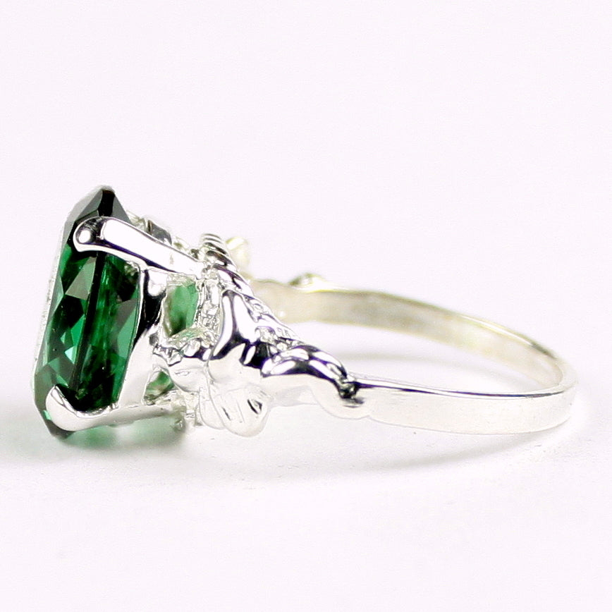 SR154 6ct Russian Nanocrystal Emerald 925 Sterling Silver Angel Ring Image 3