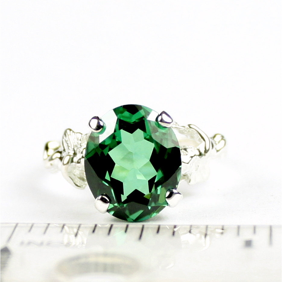 SR154 6ct Russian Nanocrystal Emerald 925 Sterling Silver Angel Ring Image 4