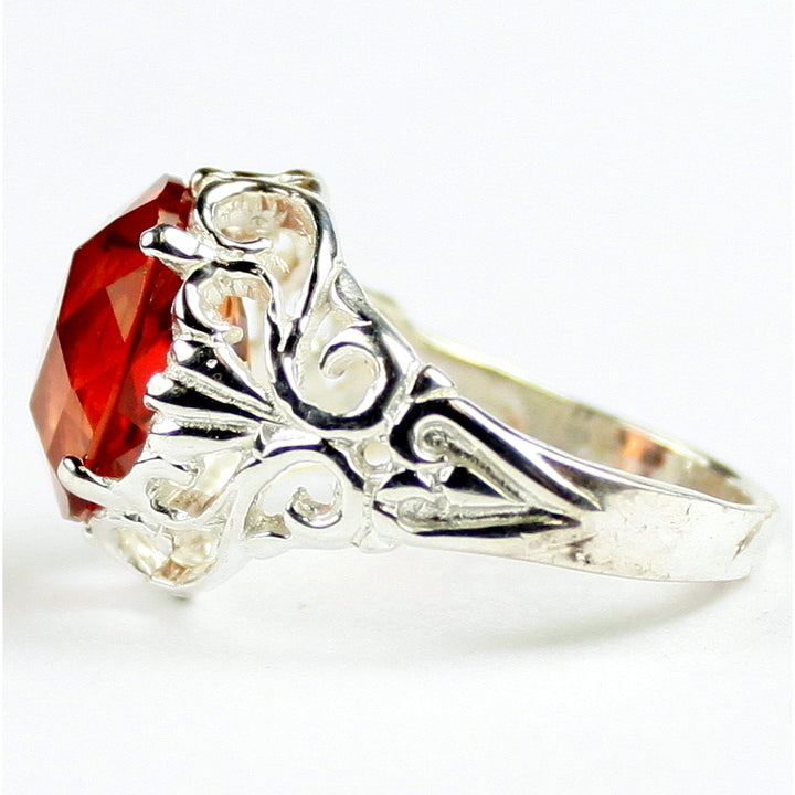 SR114 12x10mm Created Padparadsha Sapphire 925 Sterling Silver Ring Image 3