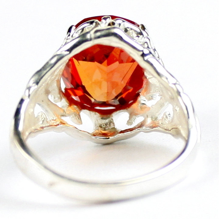 SR114 12x10mm Created Padparadsha Sapphire 925 Sterling Silver Ring Image 4