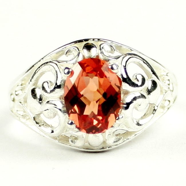 SR111 Created Padparadsha Sapphire Sterling Silver Ring Image 1