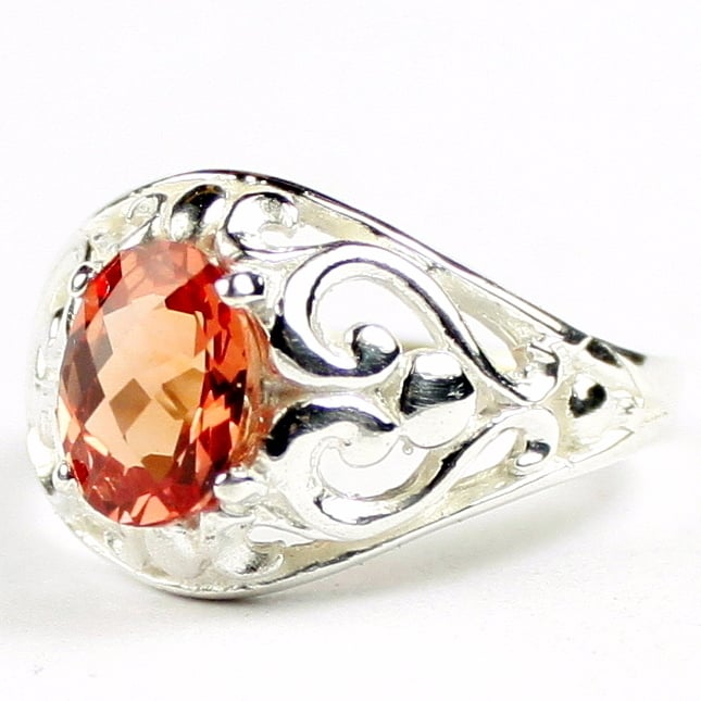 SR111 Created Padparadsha Sapphire Sterling Silver Ring Image 2