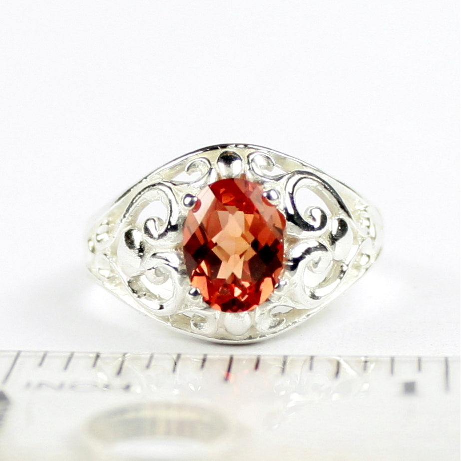 SR111 Created Padparadsha Sapphire Sterling Silver Ring Image 4