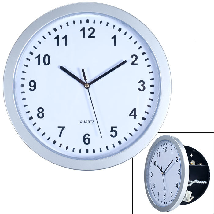 Silver Wall Clock with Hidden Safe - 10 inches by 10 inches Image 1