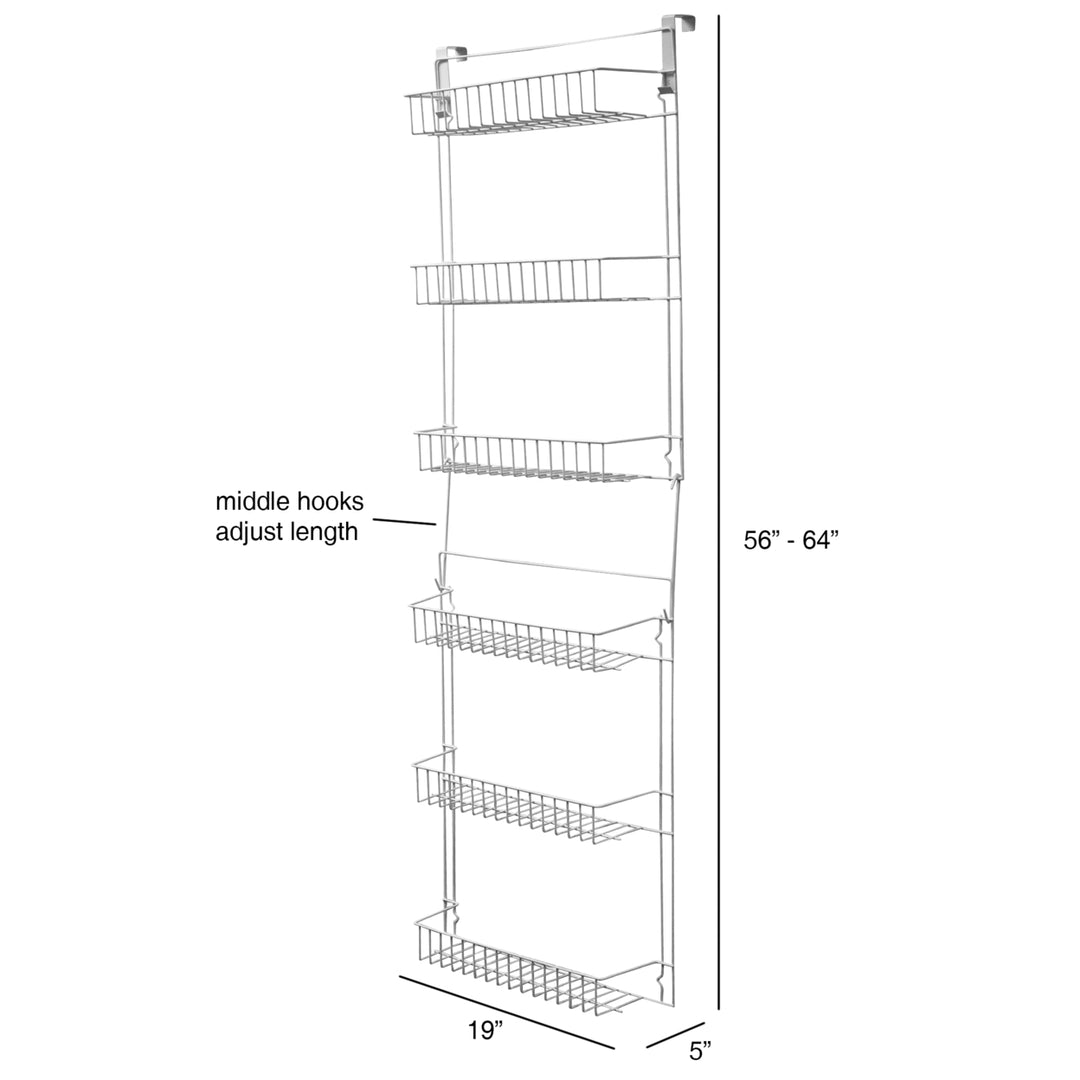 Lavish Home Home 5 Foot Overdoor Rack with 6 Baskets - White Image 3