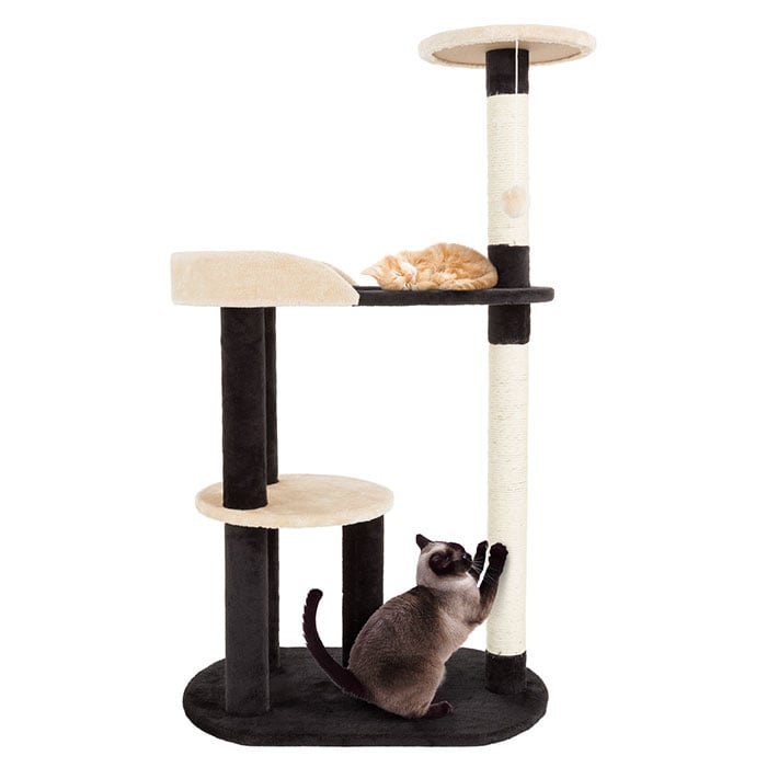 Cat Tree 3 tier 42.25in high with 2 scratching posts Black and Tan by Image 1