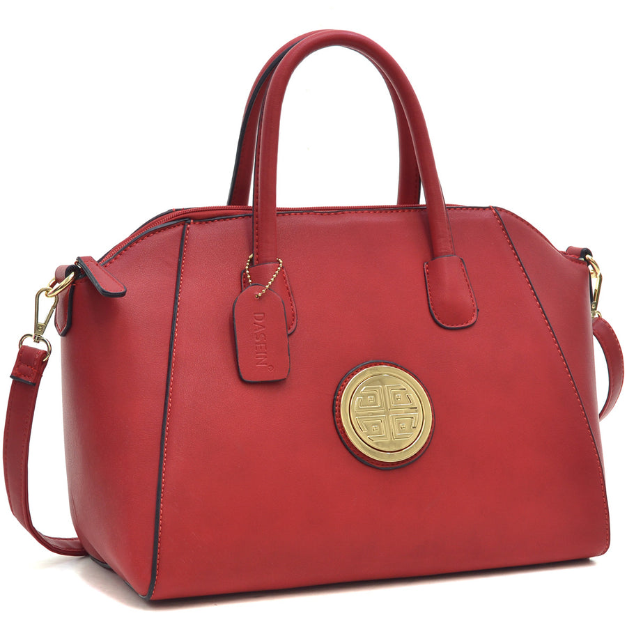 Dasein Faux Leather Weekender Satchel with Removable Strap Image 1