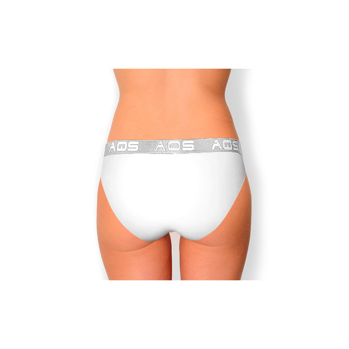AQS Ladies White/Grey/Dark Blue Cotton Bikini Underwear - 3 Pack Image 3