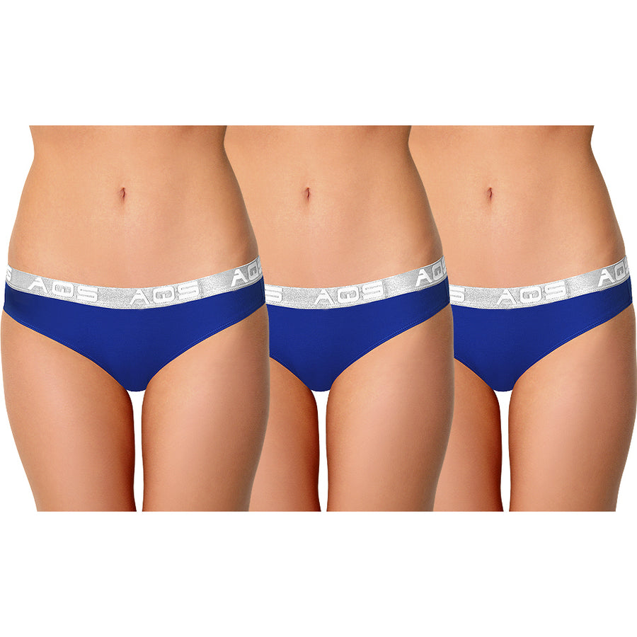 AQS Ladies Dark Blue Cotton Bikini Underwear - 3 Pack Image 1