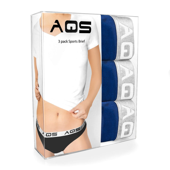 AQS Ladies Dark Blue Cotton Bikini Underwear - 3 Pack Three-pack of womens Image 4