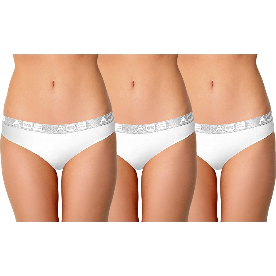 AQS Ladies White Cotton Bikini Underwear - 3 Pack Three-pack of womens Image 1