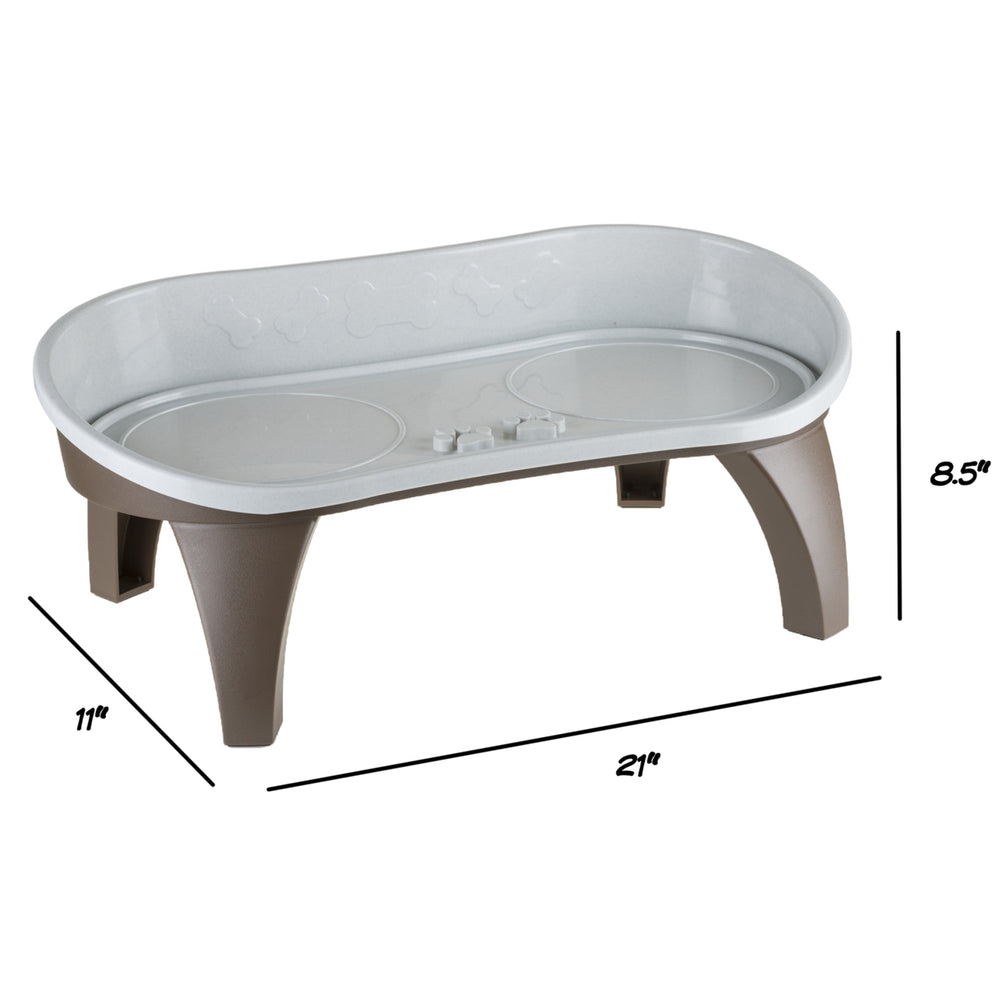 Elevated Non Skid Pet Feeding Tray with Splash Guard 21 x 11 x 8.5 Dogs Cats Image 2