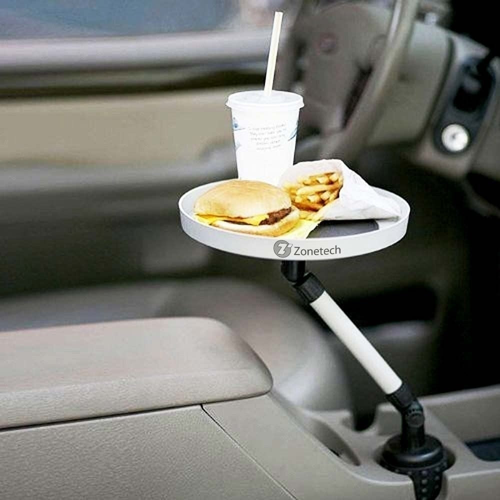 Zone Tech Car Swivel Mount Holder Travel Drink Cup Coffee Table Stand Food Tray Image 4