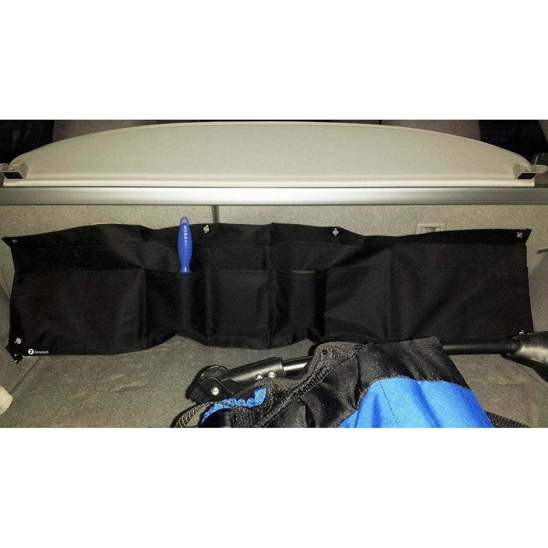Zone Tech Foldable 12 Pocket Vehicle Backseat Trunk Organizer Multi Pocket Item Cargo Storage Bag Image 4