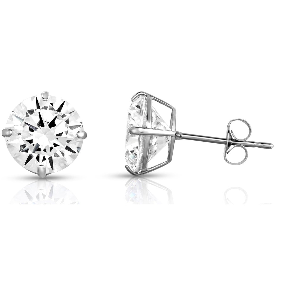 Swarovski Elements Crystal Sterling Silver 4.00 CTTW Round Cut Stud Earrings Image 1