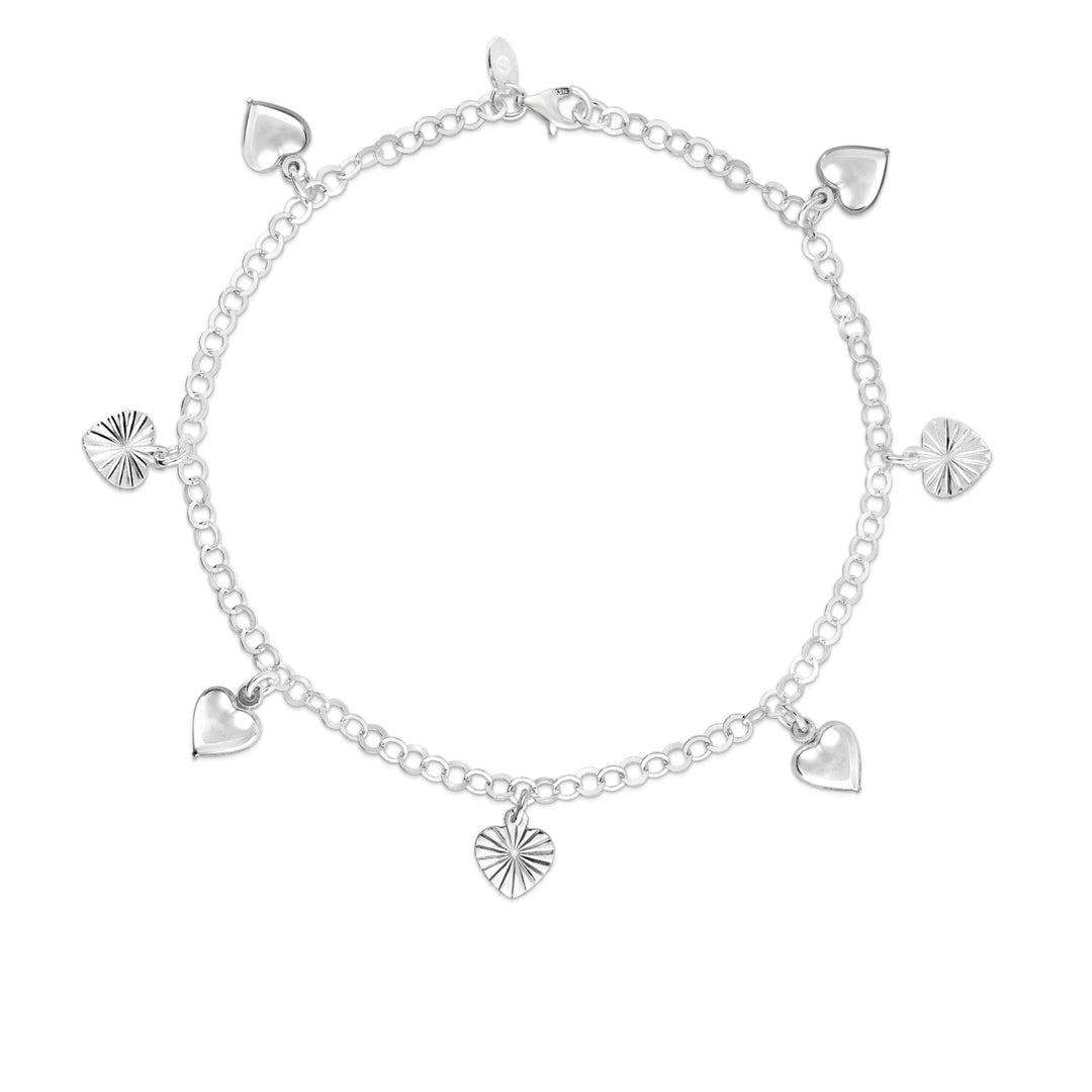 Sterling Silver Heart Charm Anklet Image 1