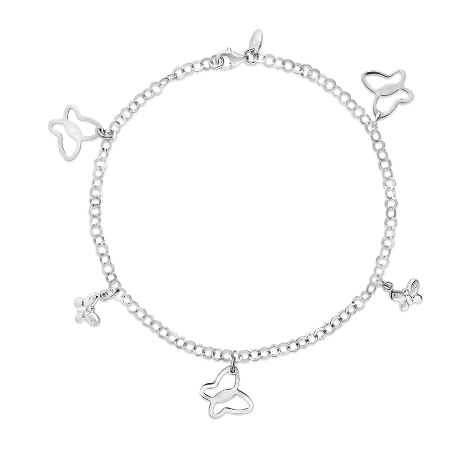 Sterling Silver Butterfly Charm Anklet Image 1