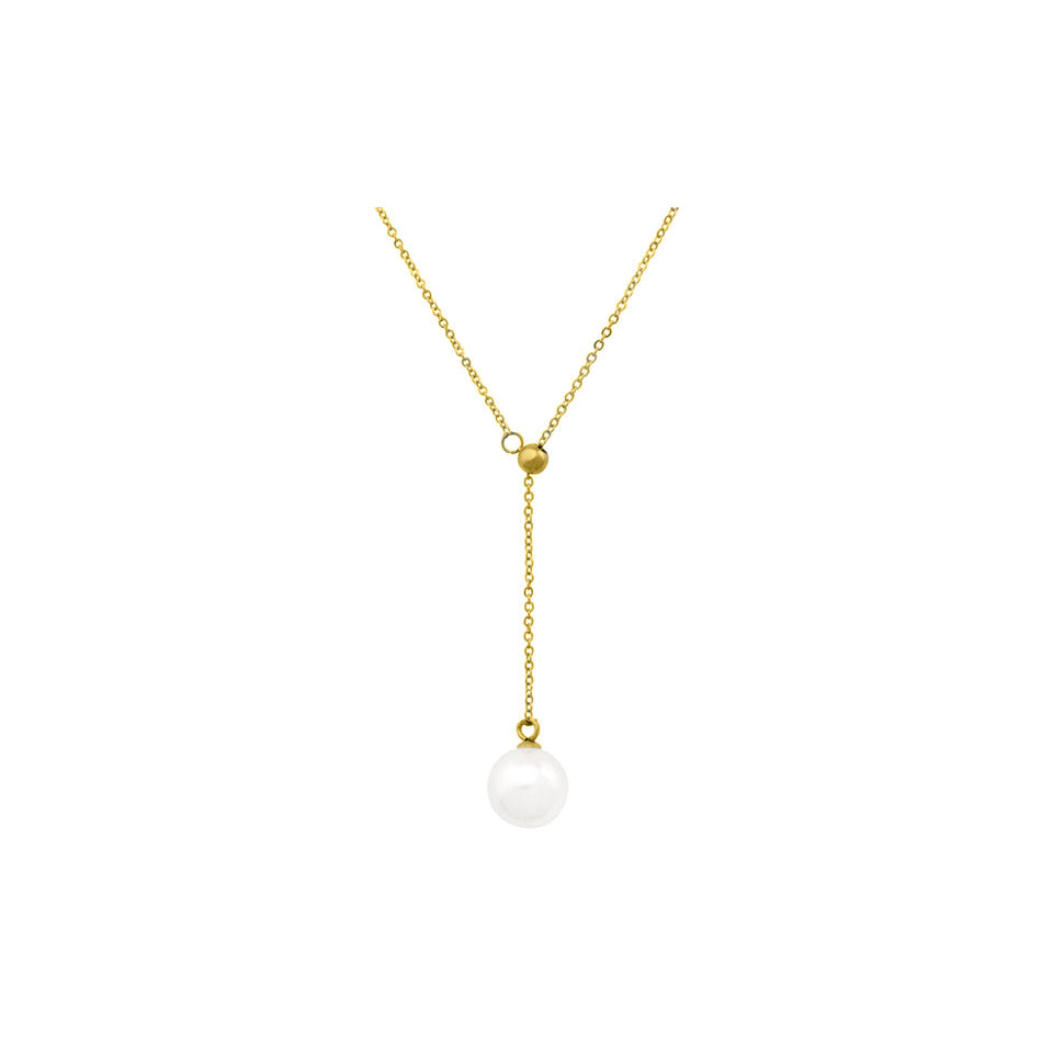 18k Gold Plated Freshwater Pearl Y necklace Image 3