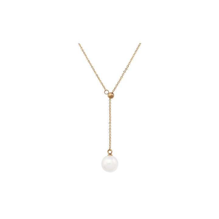 18k Gold Plated Freshwater Pearl Y necklace Image 4
