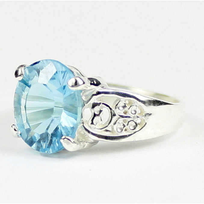 Quantum Cut Swiss Blue Topaz 925 Sterling Silver Ladies Ring SR369 Image 2