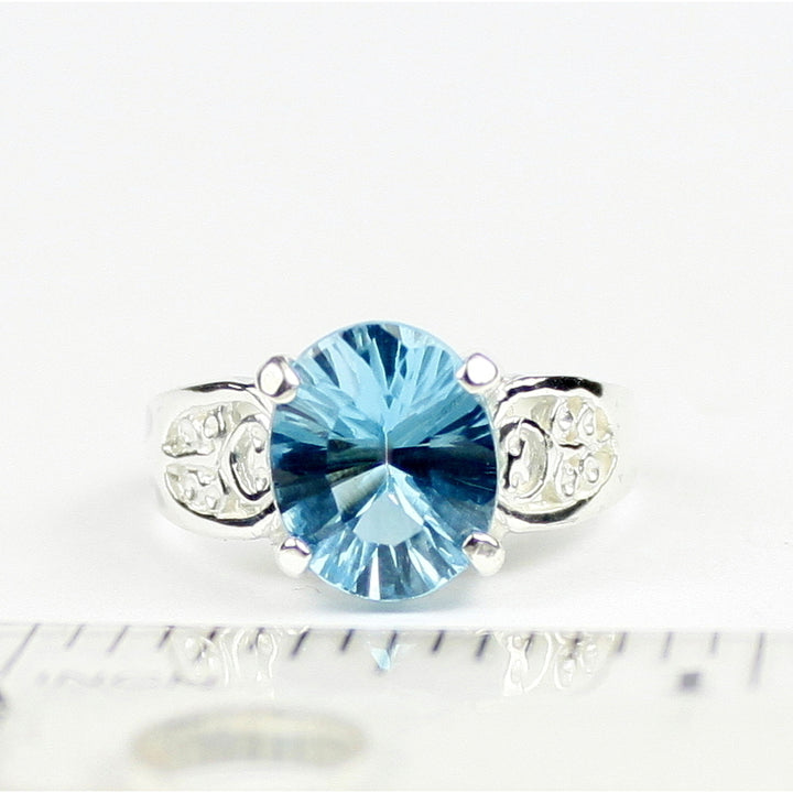 Quantum Cut Swiss Blue Topaz 925 Sterling Silver Ladies Ring SR369 Image 4