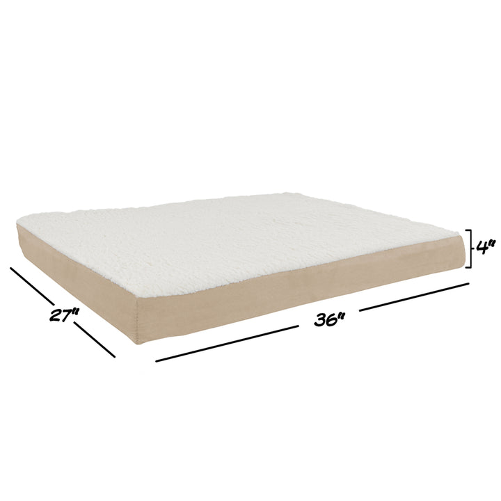 Orthopedic Sherpa Top Pet Bed with Memory Foam and Removable Cover 36 x 27 x 4 Tan Large Image 3