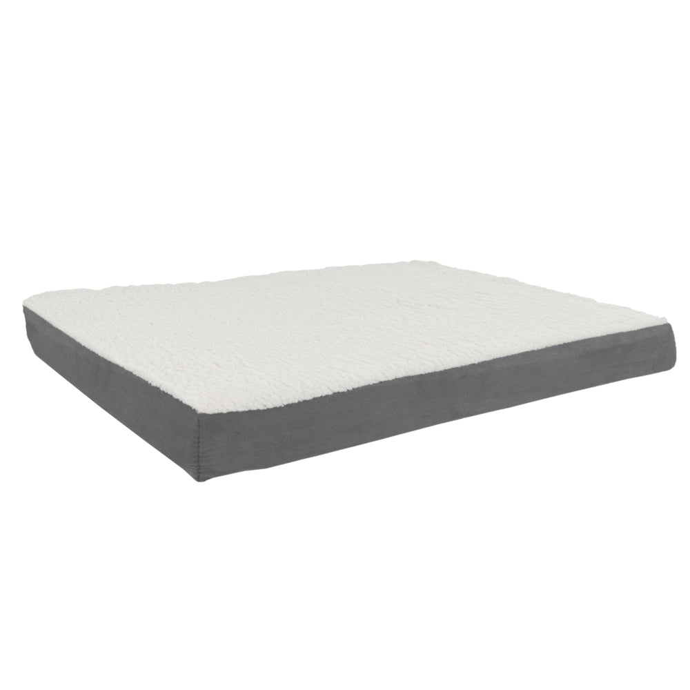 Orthopedic Sherpa Top Pet Bed with Memory Foam and Removeable Cover 36 x 27 x 4 Gray Large Image 2