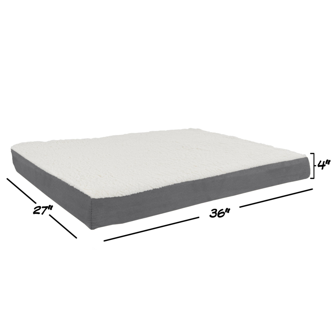 Orthopedic Sherpa Top Pet Bed with Memory Foam and Removeable Cover 36 x 27 x 4 Gray Large Image 3