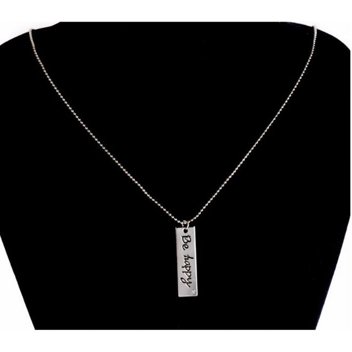 "Be happy" Tag Bar Necklace Image 3