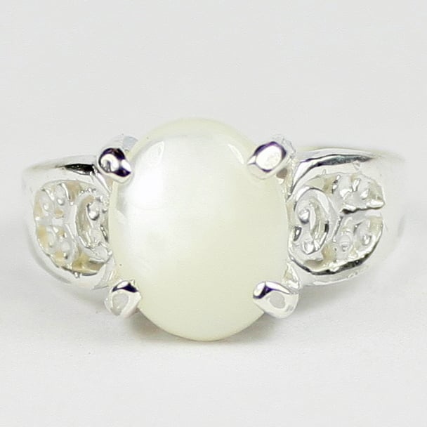 SR369 Mother of Pearl 925 Sterling Silver Ladies Ring, Image 1