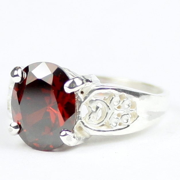 Garnet CZ 925 Sterling Silver Ladies Ring SR369 Image 2