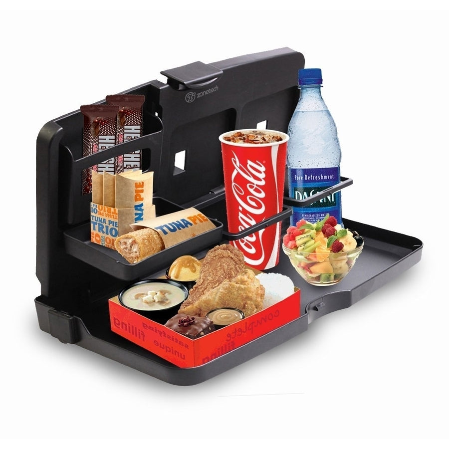 Zone Tech Back Seat Car Travel Food Drink Portable Desk Tray Holder Organizer Image 1