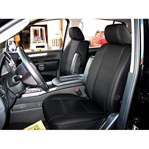 Zone Tech Black PU Leather Car Seat kChair Bench Cover Headrests Steering Wheel Full Set Image 3
