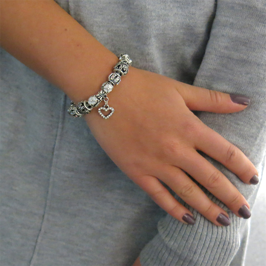 Swarovski Elements Crystal Heart Charm Bracelet Image 2