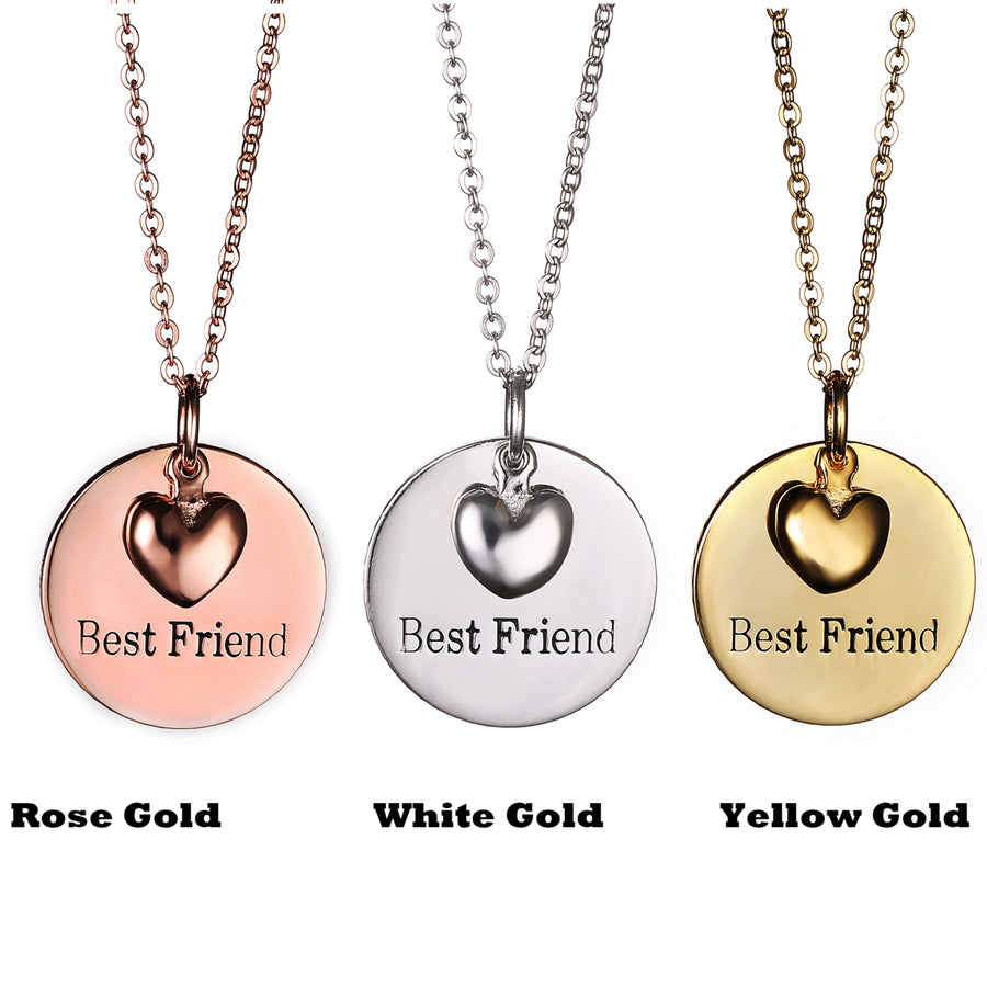 Sephla Gold Plated S925 Sterling Silver "Best Friend" Engraved Pendant Necklace Image 1