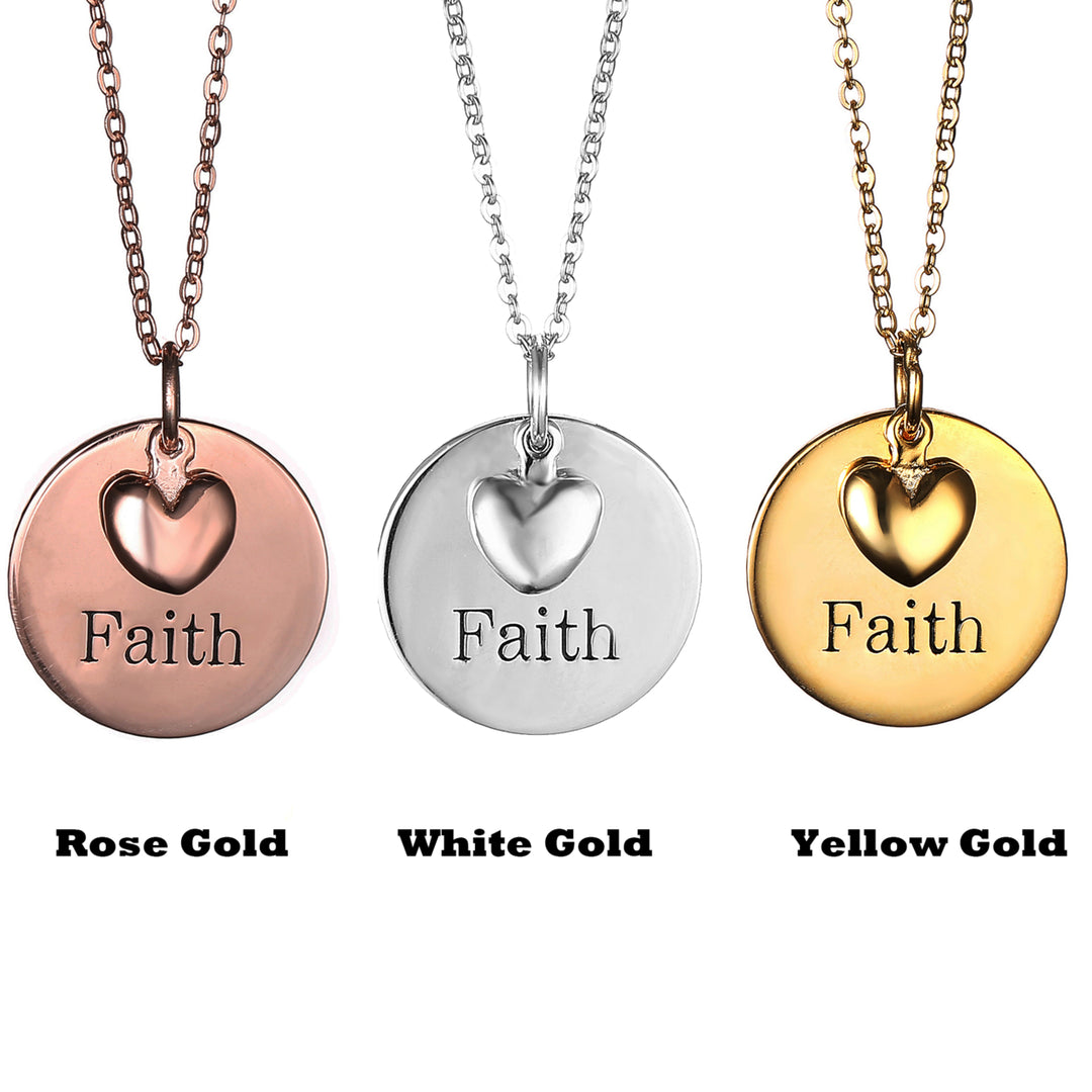 Sephla Gold Plated S925 Sterling Silver "Faith" Engraved Pendant Necklace Image 1