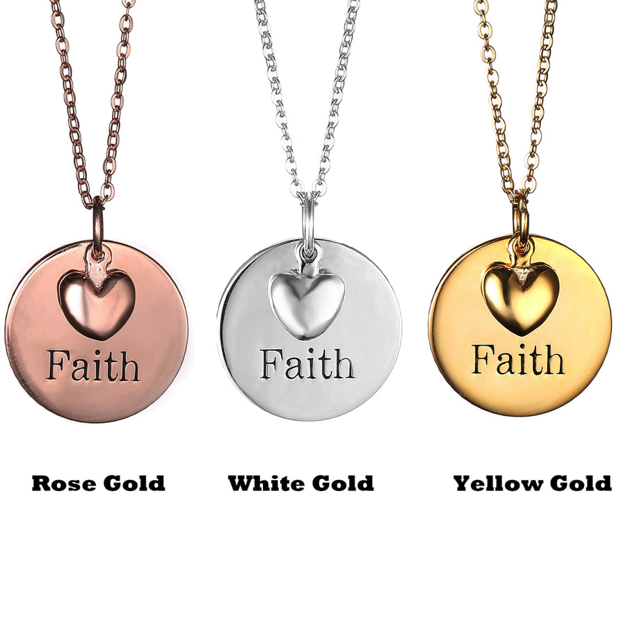 Sephla Gold Plated S925 Sterling Silver "Faith" Engraved Pendant Necklace Image 1