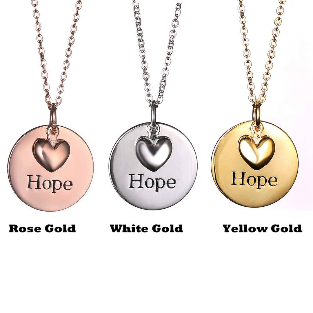 Sephla Gold Plated S925 Sterling Silver "Hope" Engraved Pendant Necklace Image 1