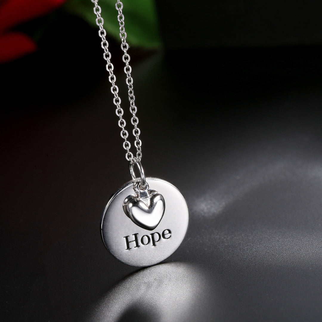 Sephla Gold Plated S925 Sterling Silver "Hope" Engraved Pendant Necklace Image 3