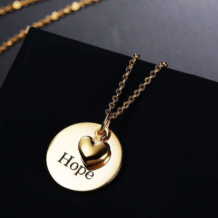 Sephla Gold Plated S925 Sterling Silver "Hope" Engraved Pendant Necklace Image 4