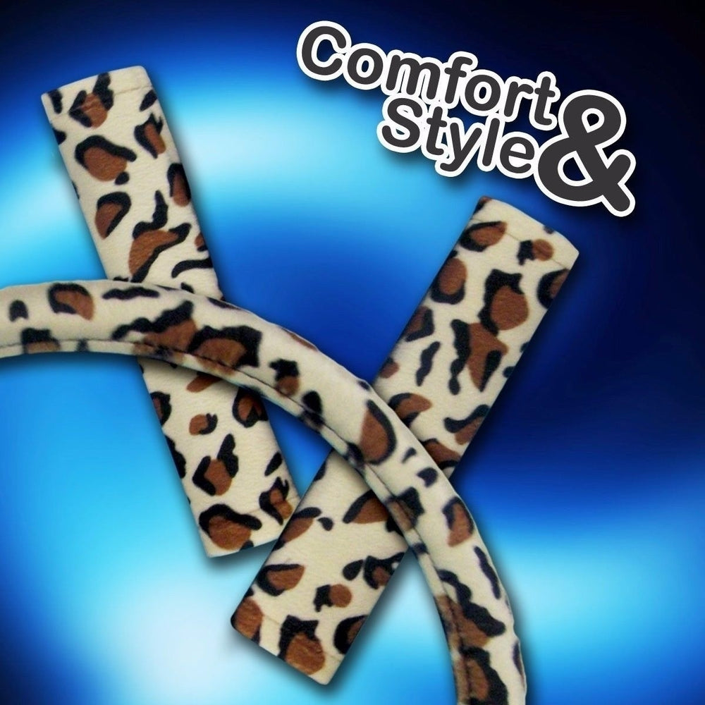 Zone Tech Animal Print Steering Wheel Cover and Shoulder Seat Belt Strap Pad  Leopard Image 2