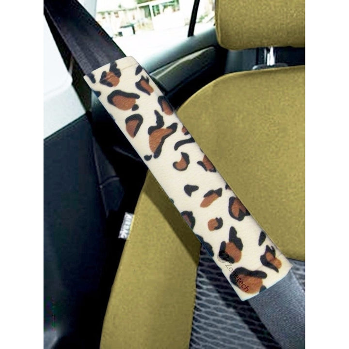 Zone Tech Animal Print Steering Wheel Cover and Shoulder Seat Belt Strap Pad  Leopard Image 3