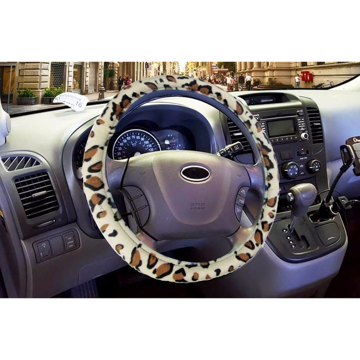 Zone Tech Animal Print Steering Wheel Cover and Shoulder Seat Belt Strap Pad  Leopard Image 4