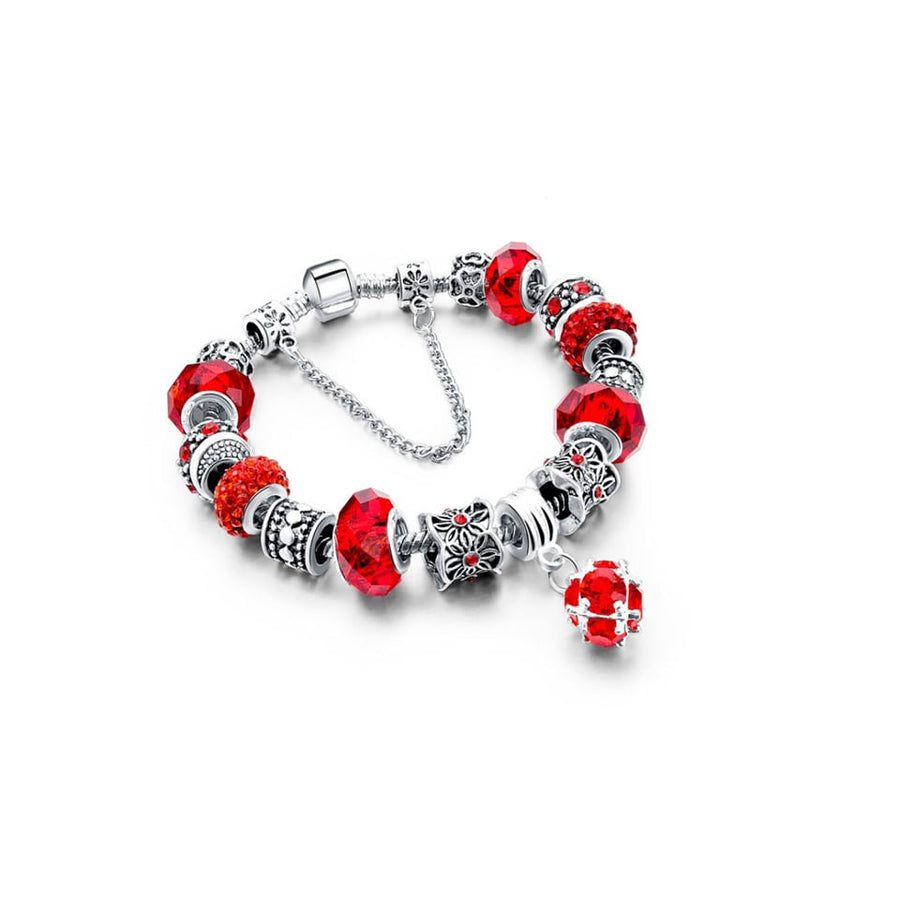 Red Crystal Multi Cut Charm Bracelet 18k White Gold Plated Swarovski Elements Image 1