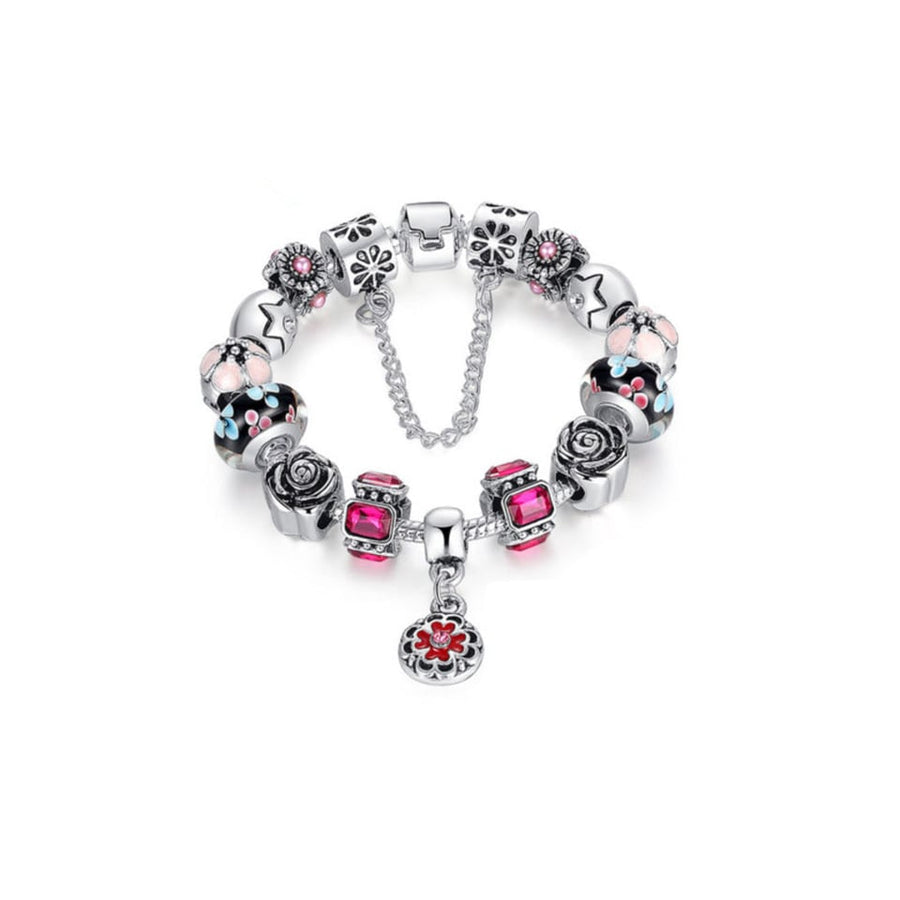 Multi Color Swarovski Elements Crystal Murano Glass Charm Bracelet Silver Plated Image 1