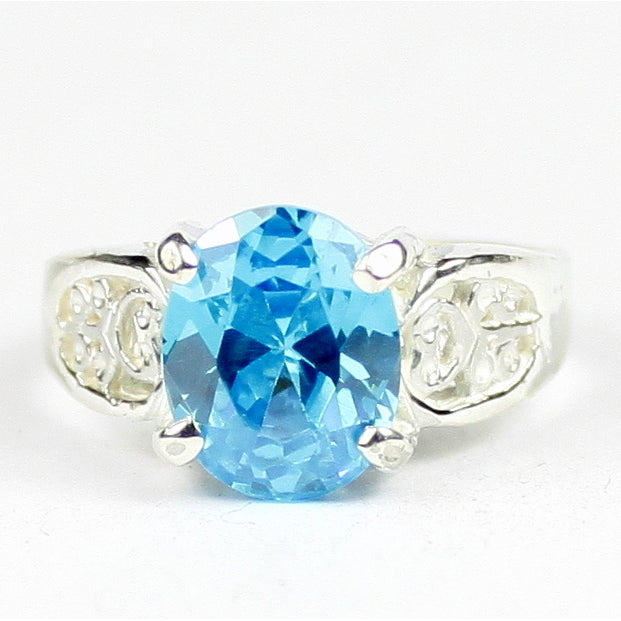 SR369 Swiss Blue CZ 925 Sterling Silver Ladies Ring, Image 1