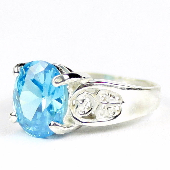 SR369 Swiss Blue CZ 925 Sterling Silver Ladies Ring, Image 2